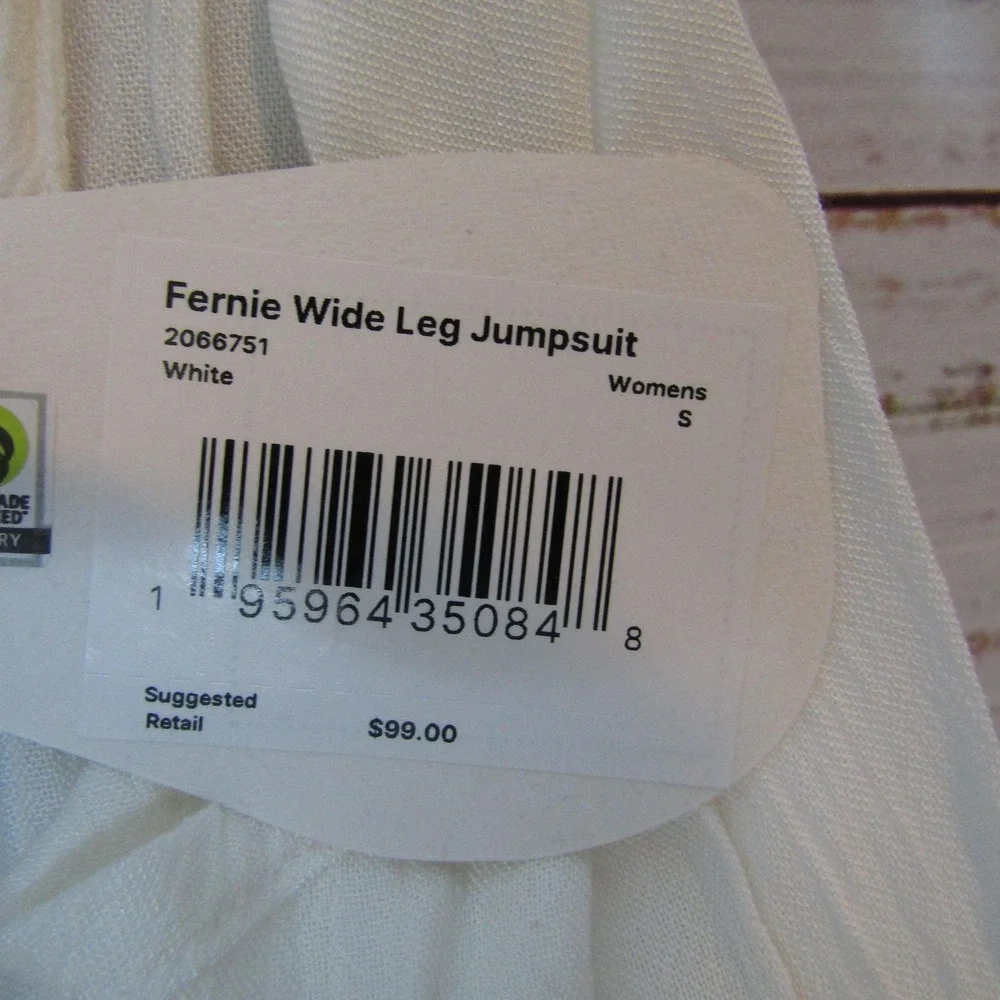 prAna Jumpsuit Womens Small White Fernie Wide Leg Sleeveless Tencel Modal Summer